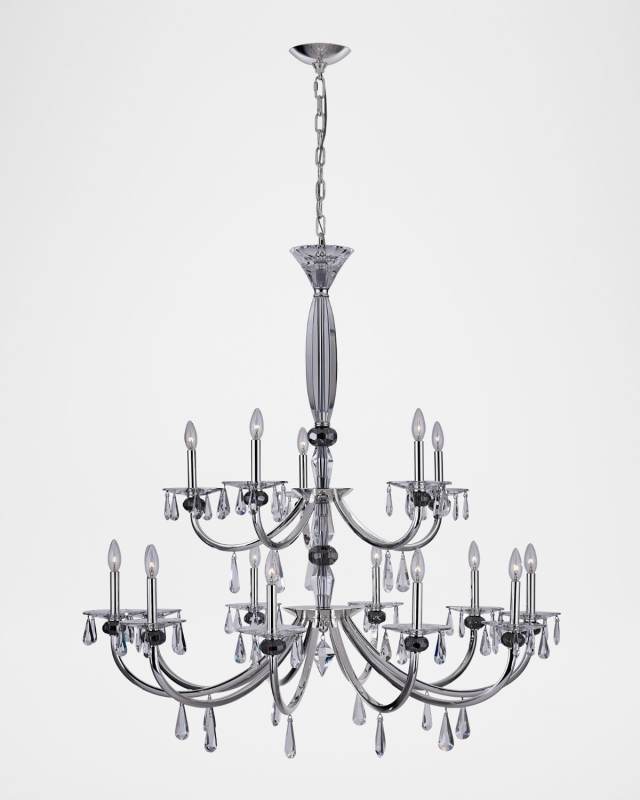 Passo 15-Light 2-Tier Crystal Chandelier, 45"